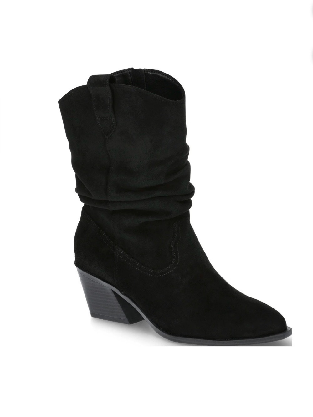 NWT! Time and Tru Women's Black Faux Suede Western Slouch Boot. Size 8.